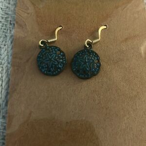 Gold and Blue Starfish Earrings